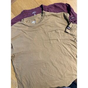 Lot Of 2 Dickies Crew Neck Front Pocket S/S Tan & Burgundy T Shirt Men's 3XL‎